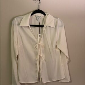 Rachel Zoe Cream Blouse with Tie Front